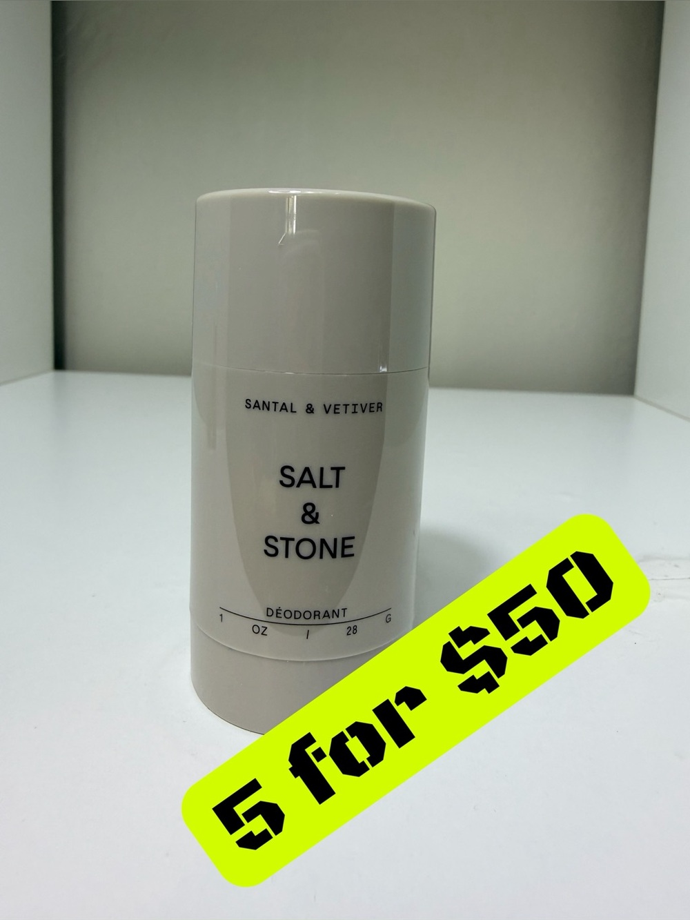 5 ITEMS FOR $50 • SALT & STONE Travel Deodorant Santal & Vetiver 1oz